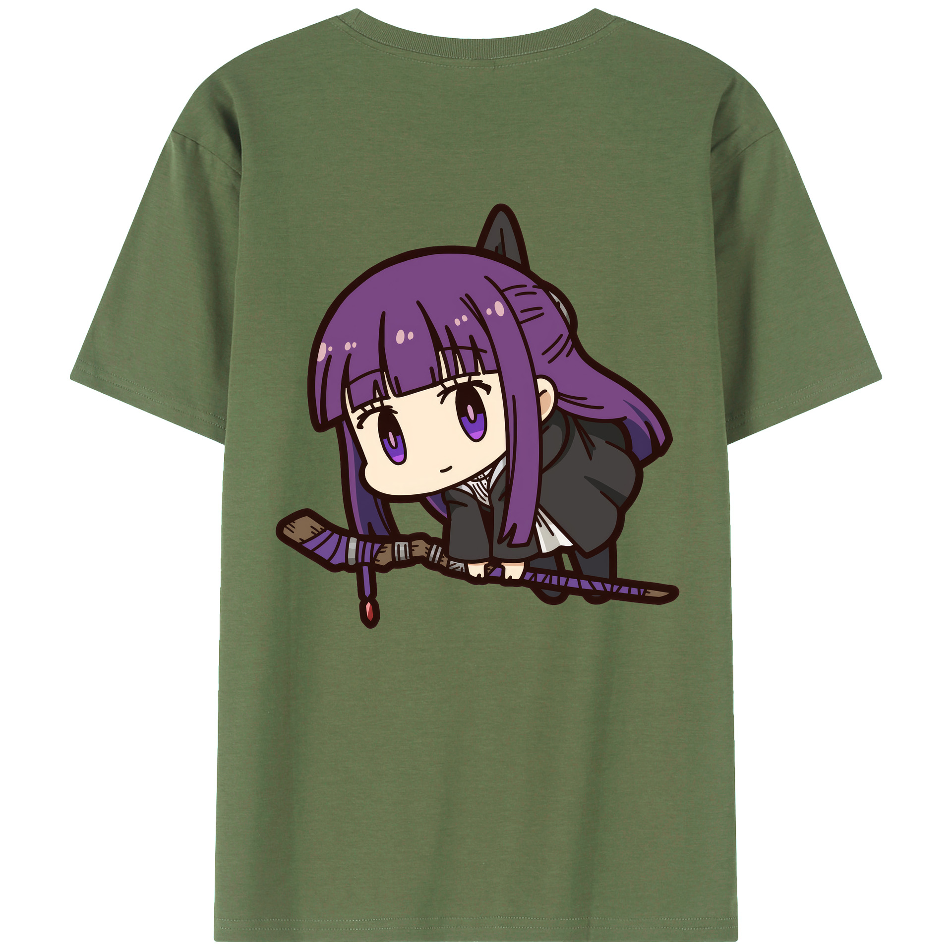 （画像用） 葬送のフリーレン Frieren 綿100％ メンズ半袖Tシャツ（バックプリント） 通気性
